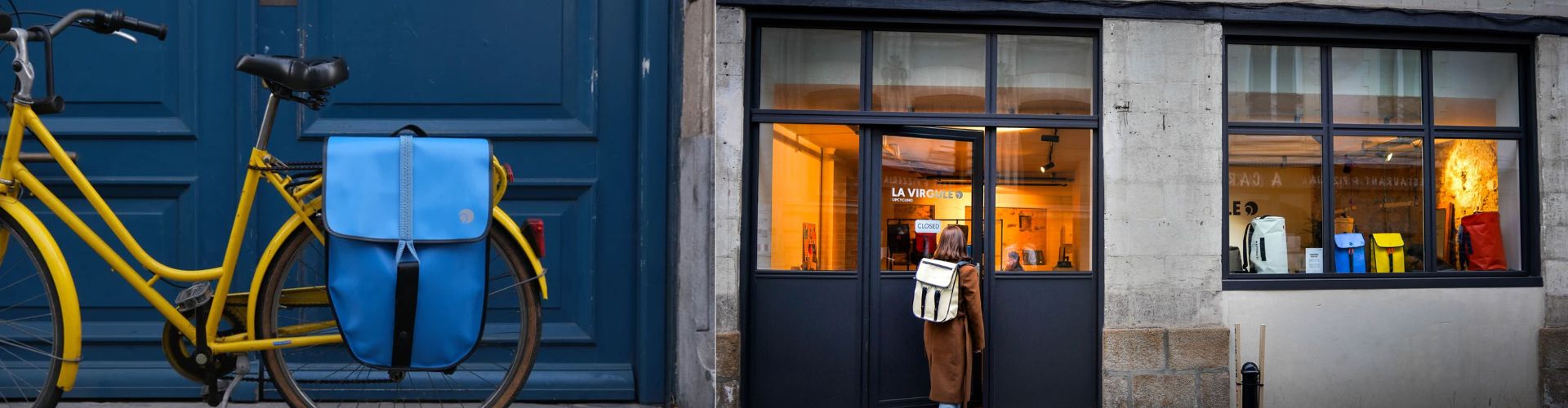 Sacoche de vélotaf upcyclé La Virgule