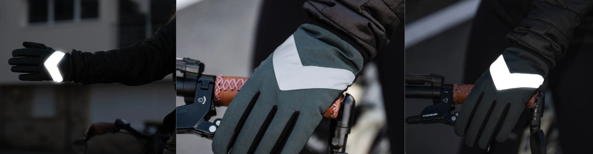 Gant sur un guidon de vélo en hiver