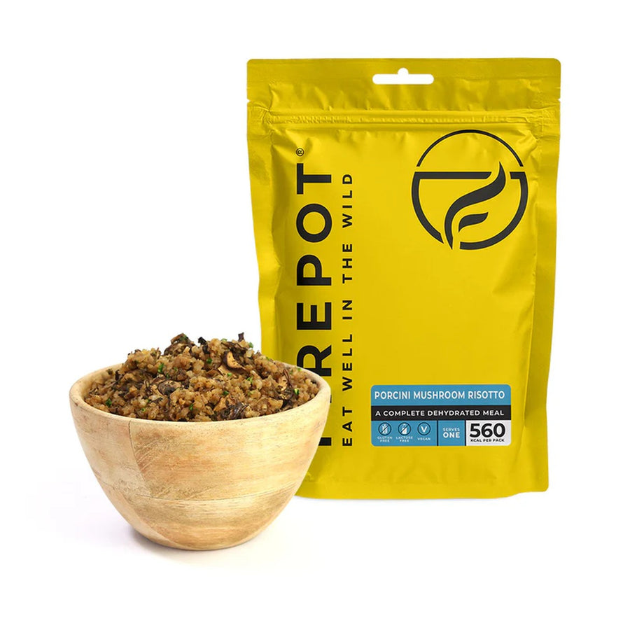 Repas lyophilisé Firepot Vegan Risotto aux cèpes 135 g de la marque 18, repas déshydraté savoureux et vegan