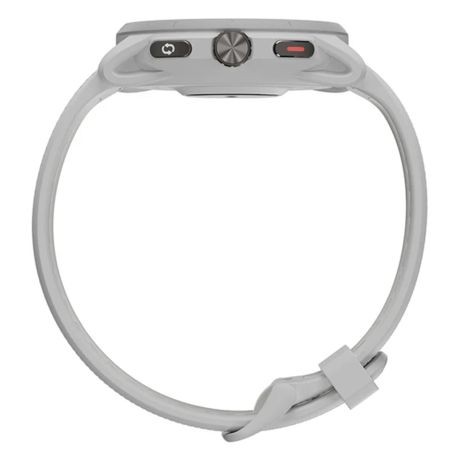 Montre GPS 222 iGPSPORT VeRUN blanche vue de profil avec boutons de commande pour suivi sportif avancé