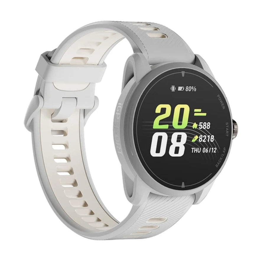 Montre GPS 222 iGPSPORT VeRUN blanche avec écran digital pour suivi d'activités sportives et données précises