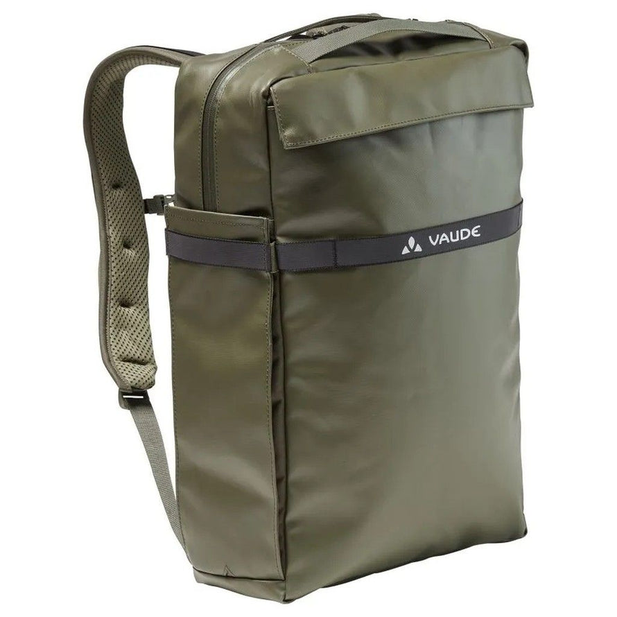 Sac à dos vélo Vaude Mineo coloris kaki, sac étanche convertible en sacoche pour le vélo et les déplacements quotidiens.