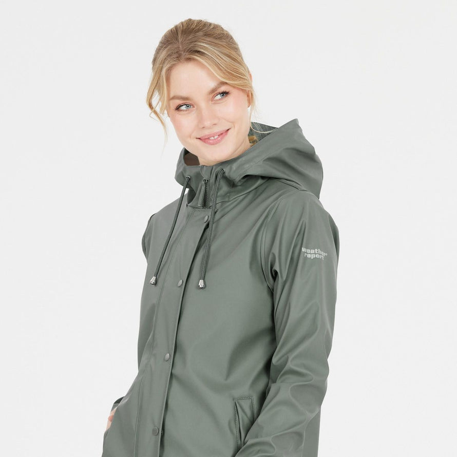 Veste de pluie courte verte Weather Report Petra 66, imperméable et confortable pour cyclistes femmes urbaines