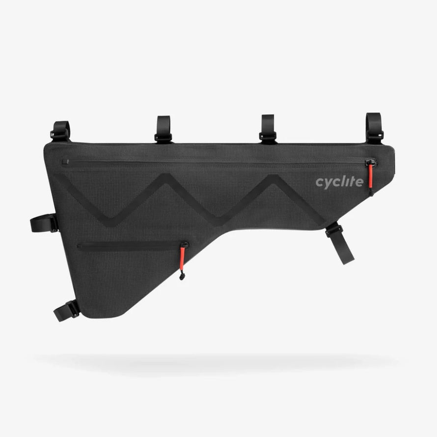 Sacoche cadre Large 02 Cyclite 77 noire, grande capacité et fixation sécurisée pour vélo