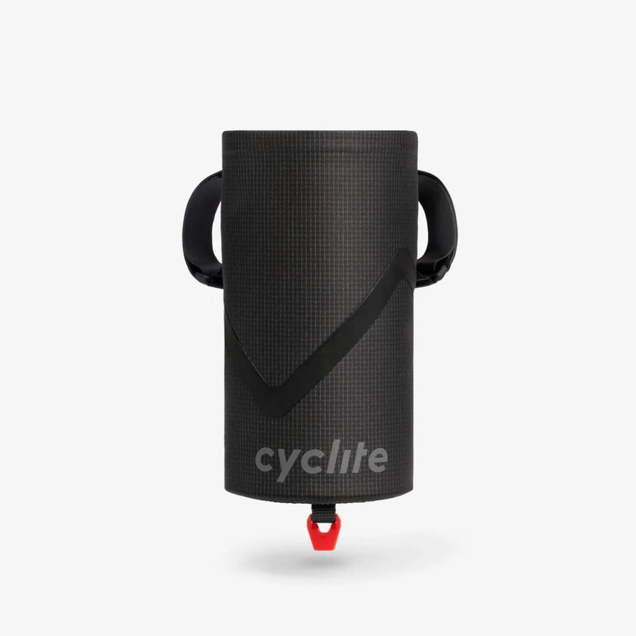 Sacoche de potence velo 77 Cyclite Foud pouch 02 noire vue avant avec logo et fixation rouge
