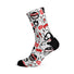 Chaussettes cyclisme Sox 777 motifs monstres blancs noirs et rouges pour cyclistes originaux et créatifs