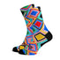 Chaussettes cyclisme Sox 777 motifs geometriques multicolores pour cyclistes modernes et dynamiques