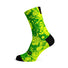 Chaussettes cyclisme Sox 777 vertes et jaunes avec motifs smiley pour cyclistes fun et dynamiques