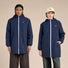 Imperméable long vélo mixte 998 modèle Amelot Flotte couleur marine avec capuche et zip blanc