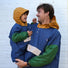 Poncho velo fun pour parent et enfant Poule Party ash blue
