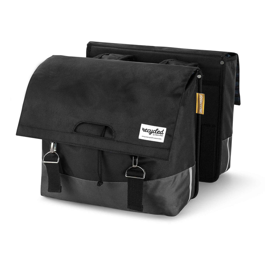 sacoche vélo recyclée  double 40 litres urban proof noir gris
