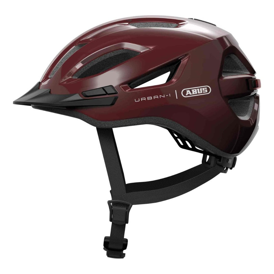 Casque vélo Abus Urban-I 4.0 bordeaux avec lumière intégrée pour sécurité et confort en ville - vue 2