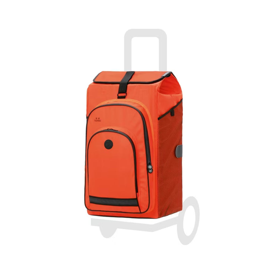Sac Hydro Andersen 62L orange avec poche isotherme, idéal pour vélo et courses au design pratique