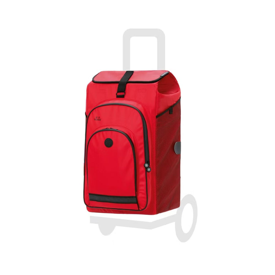 Sac Hydro Andersen 62L rouge avec poche isotherme, idéal pour vélo et courses, design spacieux et pratique