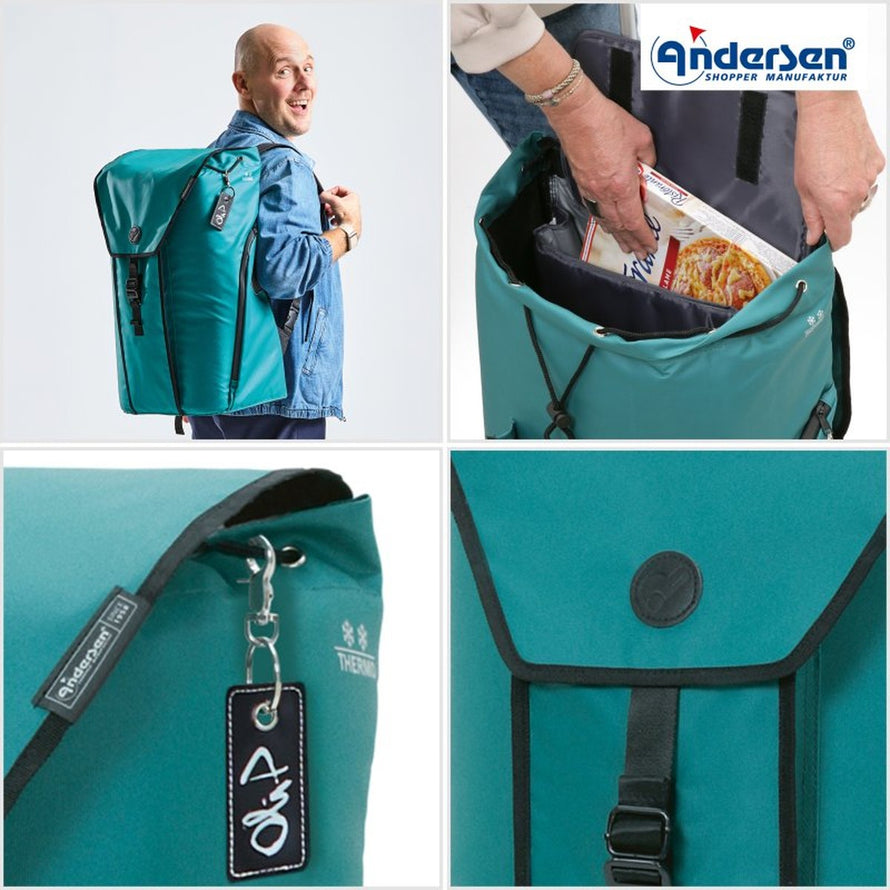 Sac isotherme Andersen Oli.P 3.0 vert pour caddie vélo Shopper 50L, conçu pour garder aliments frais en balade
