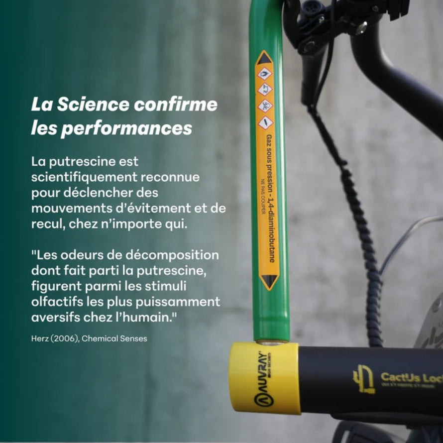 Antivol U Cactus Lock avec gaz odorant pour une protection vélo homologuée et dissuasive contre le vol