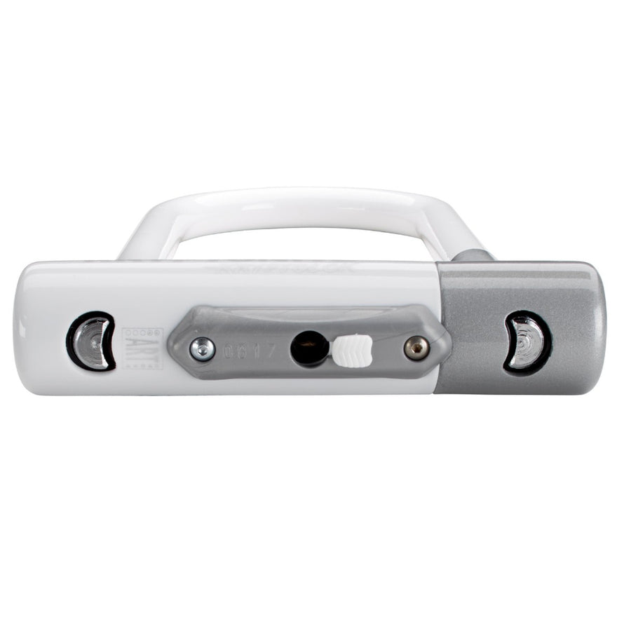 Antivol vélo Kryptolok Mini 7 blanc de Kryptonite vue rapprochée du mécanisme de verrouillage