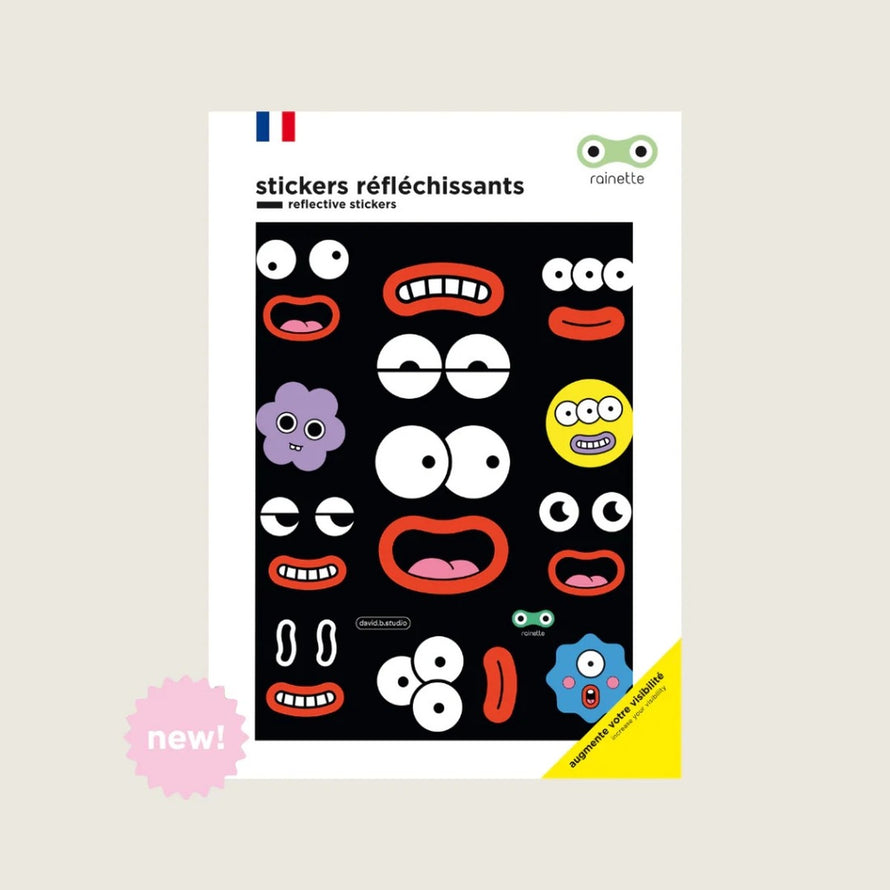 Autocollants réfléchissants pour vélo Rainette modèle avec motifs visages rigolos pour sécurité accrue