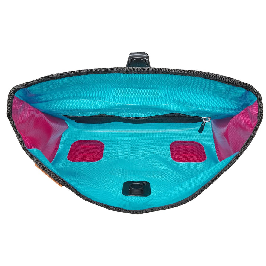 Intérieur sacoche guidon convertible banane Ortlieb Velo-Sling 3L turquoise et rose étanche