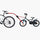 Barre de traction Trail Angel rouge entièrement montée entre un vélo adulte et un vélo enfant.