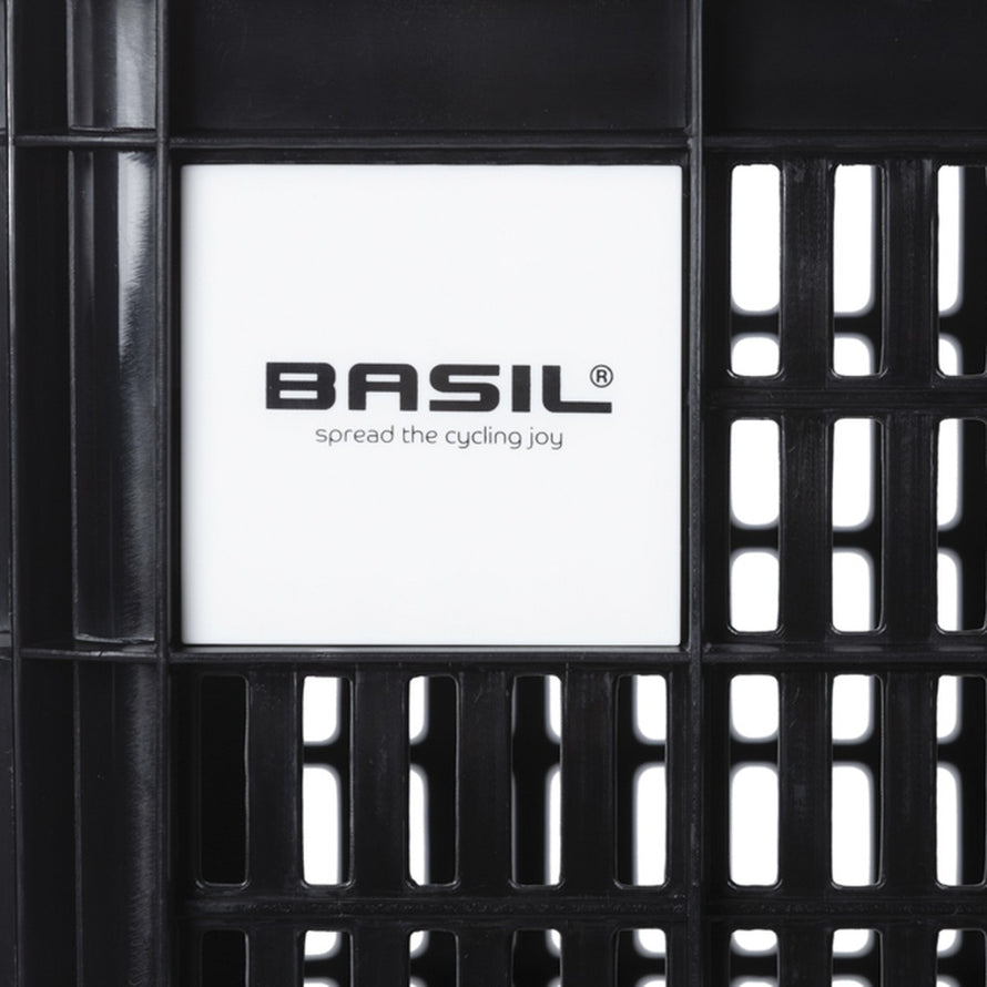 Caisse vélo Basil MIK Crate 29,5L noire pour porte-bagages, idéale pour transporter vos objets en toute simplicité