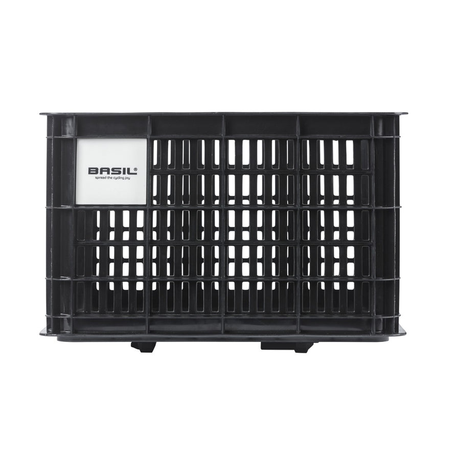 Caisse velo noire Basil MIK Crate 29,5L pour porte-bagages, robuste et pratique pour transporter vos affaires