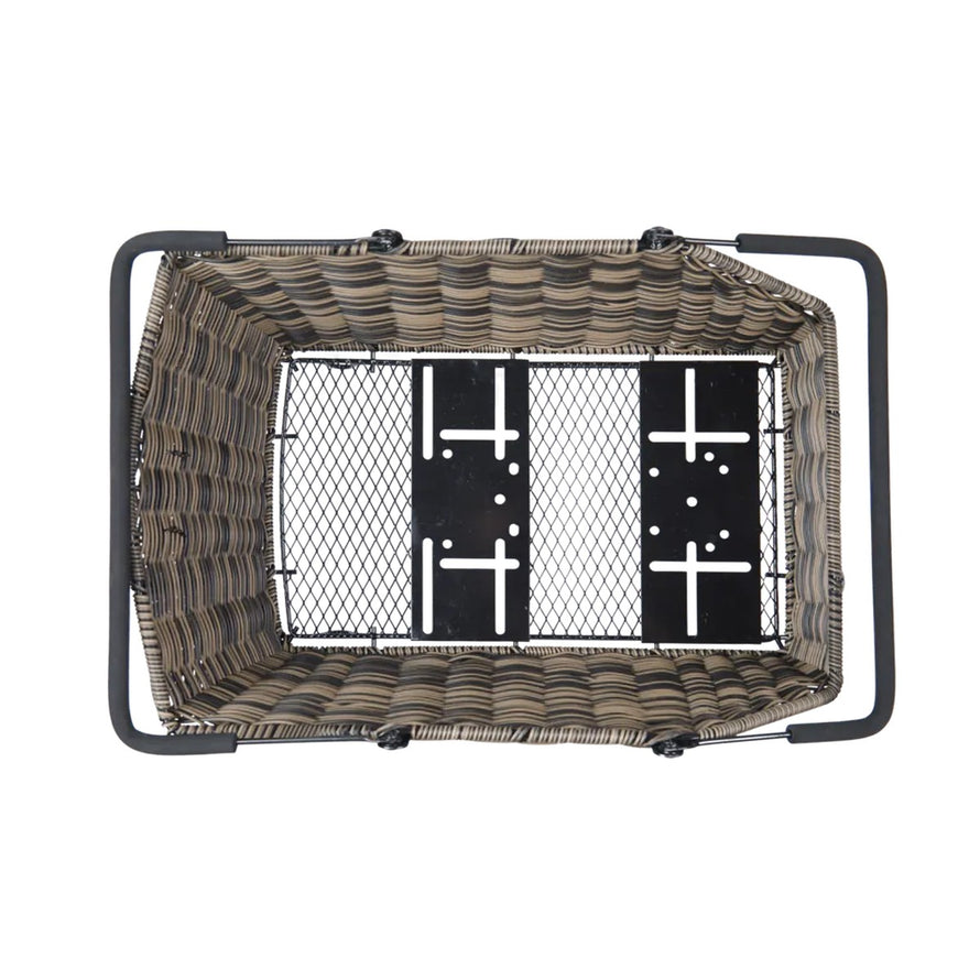 Panier arriere Basil Cento Rattan Look avec fixation rapide compatible MIK et Multi System pour velo urbain design