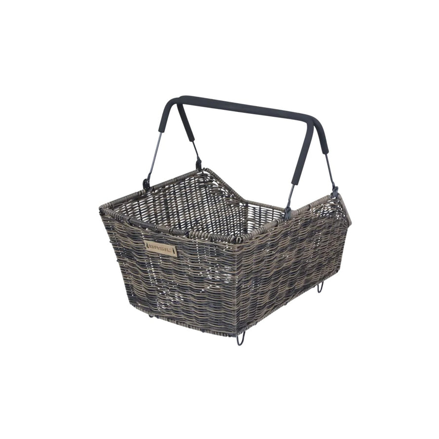 Panier velo arriere Basil Cento Rattan Look avec fixation rapide MIK ou Multi System pour transport pratique