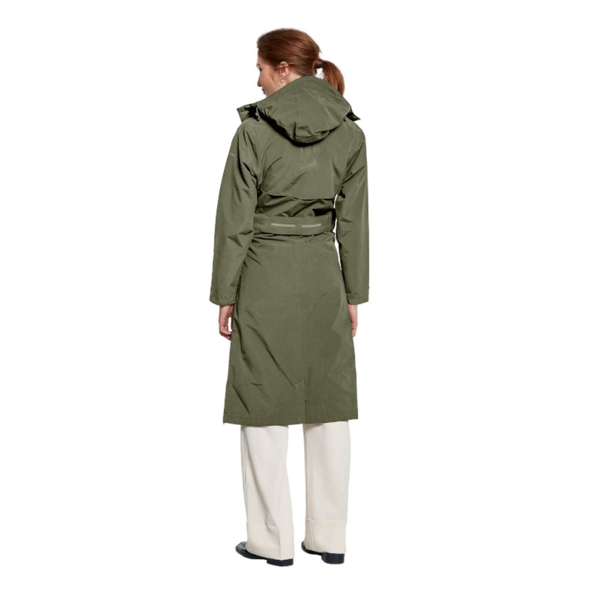Veste imperméable trench-coat Basil Mosse couleur olive pour cyclistes, protection et confort en ville