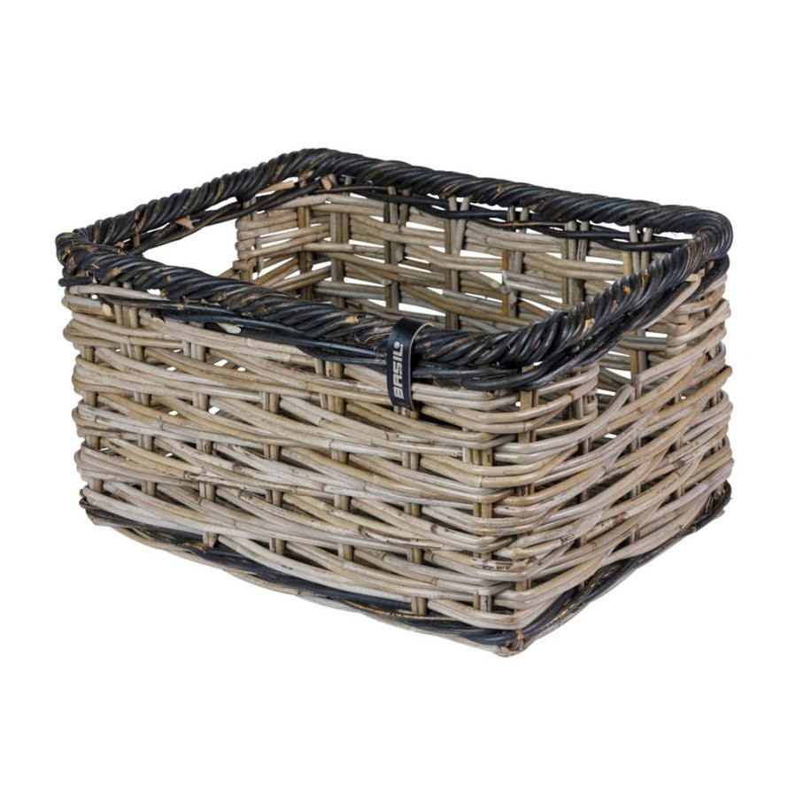 Panier avant en rotin tressé main pour vélo Basil modèle Dijon, design naturel et qualité supérieure