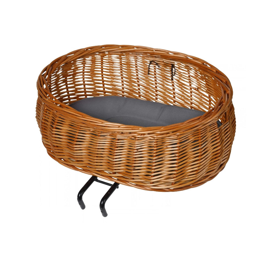 Panier avant en osier tressé Basil Pluto pour vélo, confortable et sécurisé pour votre chien
