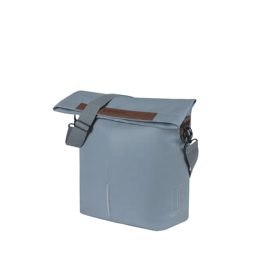 Sacoche Basil City Shopper porte-bagages MIK Studs bleu gris foncé, élégante et pratique pour vélo urbain