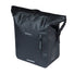 Sacoche Basil Rivo noire avec fermeture zip avant et fixation solide, idéale pour vélo urbain et usage quotidien