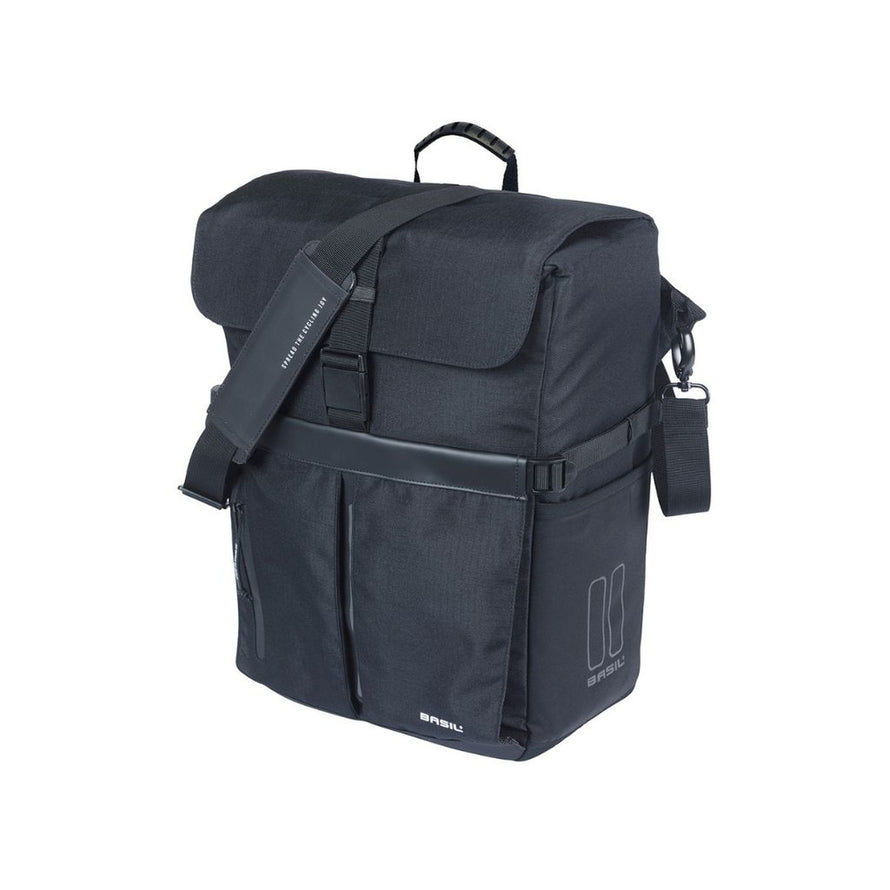Sacoche vélo bandoulière Basil Move 15 L noire, polyvalente et robuste pour les trajets urbains quotidiens