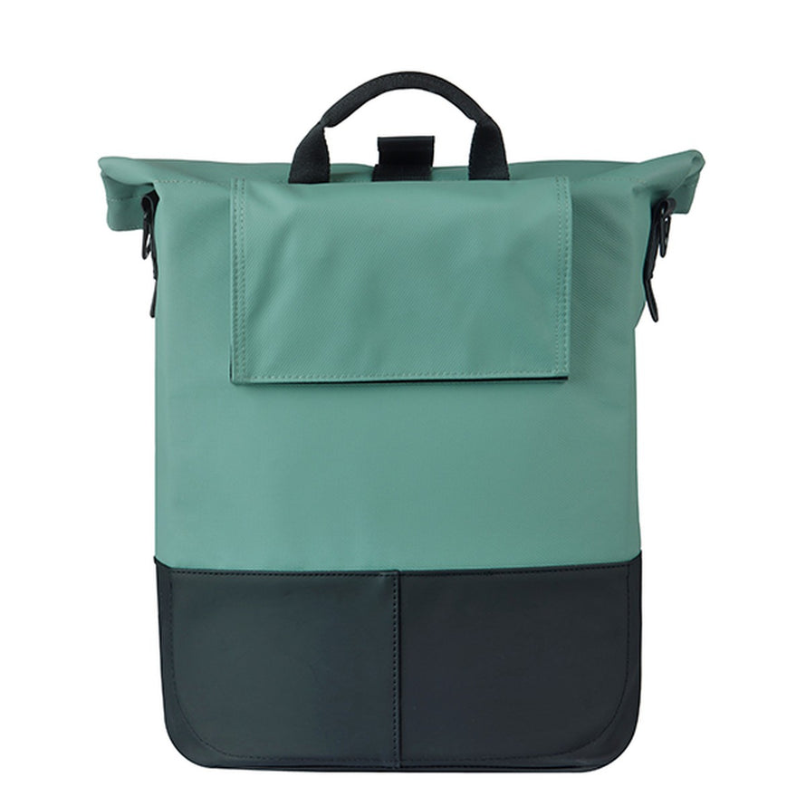 Sacoche vélo de ville Basil Cove 16 L vert pastel et noir, design moderne et étanche pour porte-bagages