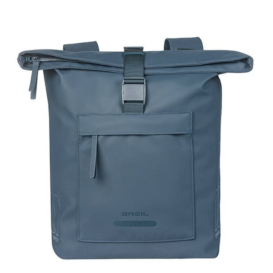 Sacoches doubles Basil Brooklyn 2 x 20,5L gris bleu, pratiques et résistantes pour vélo urbain