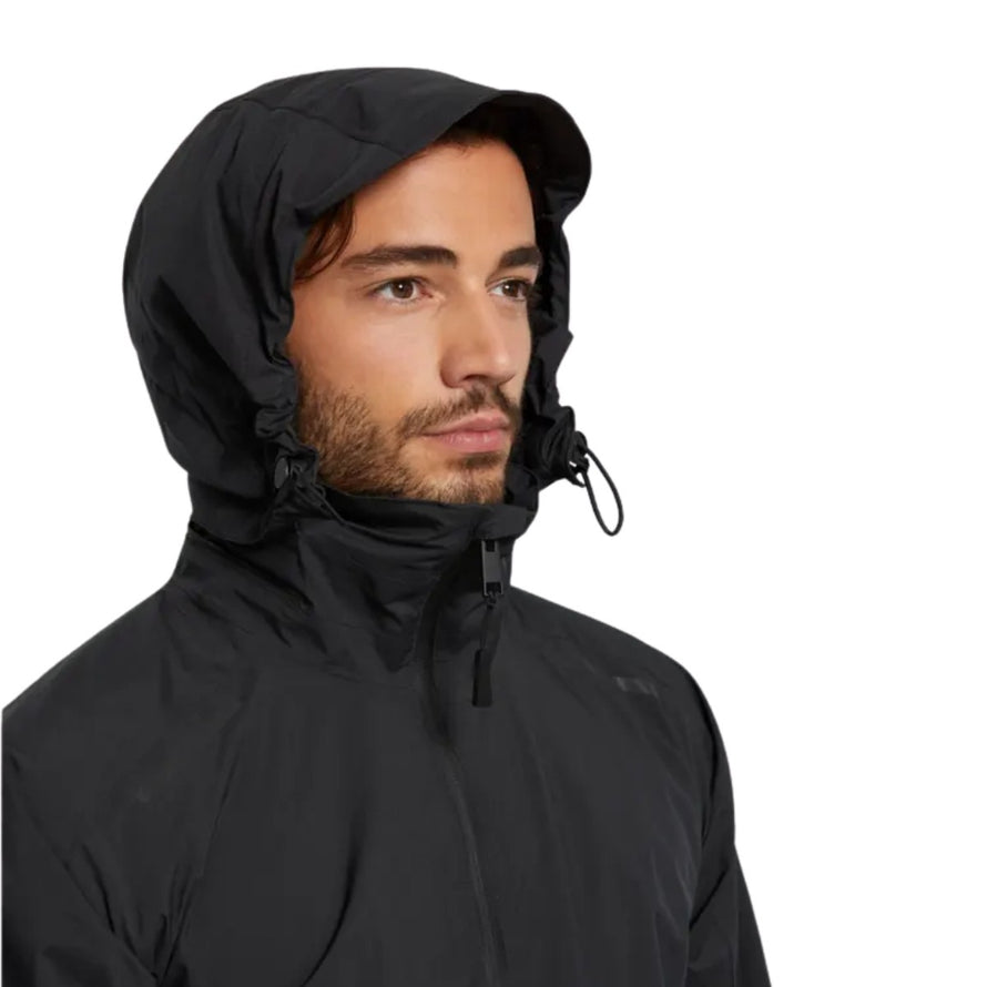 Veste de pluie Basil Skane homme noire avec capuche ajustable, imperméable et légère pour cyclistes urbains