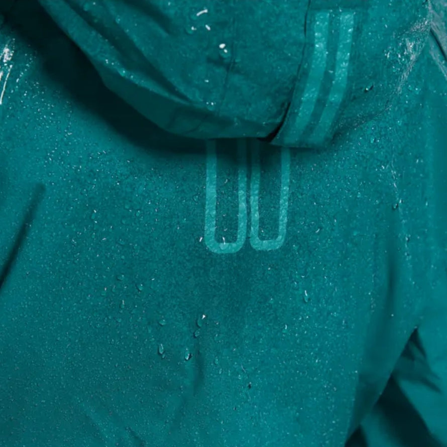 Veste vélo imperméable Basil Skane turquoise avec gouttes de pluie, respirante et adaptée aux cyclistes urbains