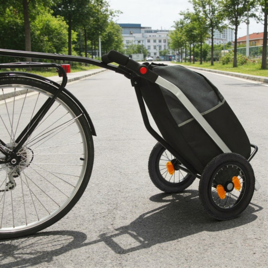 Remorque vélo chariot Shopping Trailer 50L bike_original avec sac noir et structure légère pour transport quotidien facile