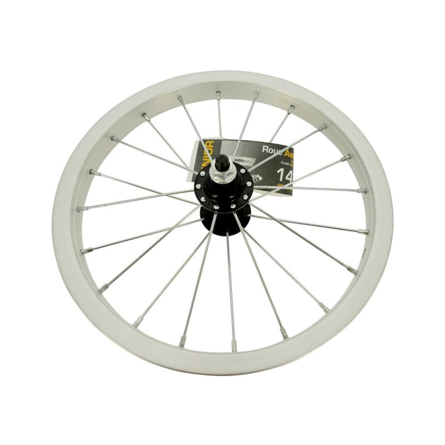 Roue de velo enfant 14 pouces avant bike original avec jante blanche et moyeu noir