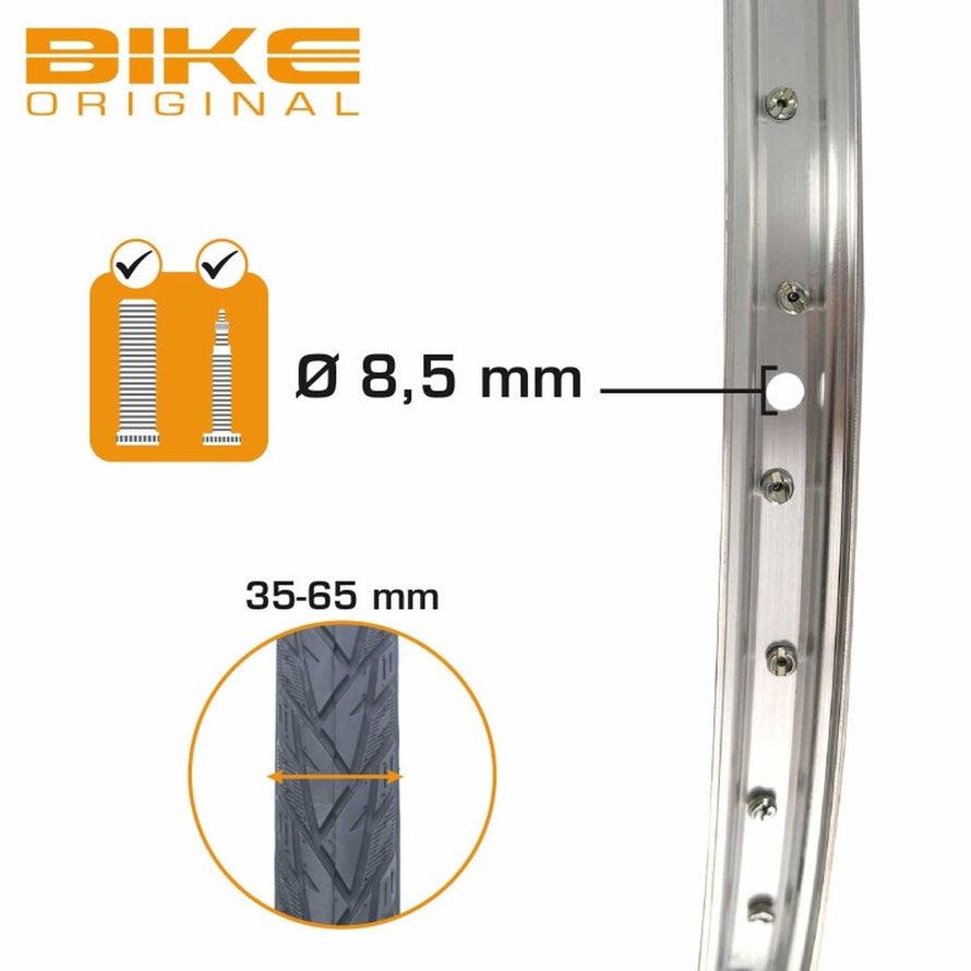 Roue avant 14 pouces enfant bike original avec jante metal et moyeu noir, modele roue de velo enfant