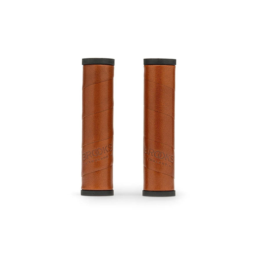 Poignees de guidon en cuir marron Brooks Willow pour velo, alliant elegance et confort de prise en main