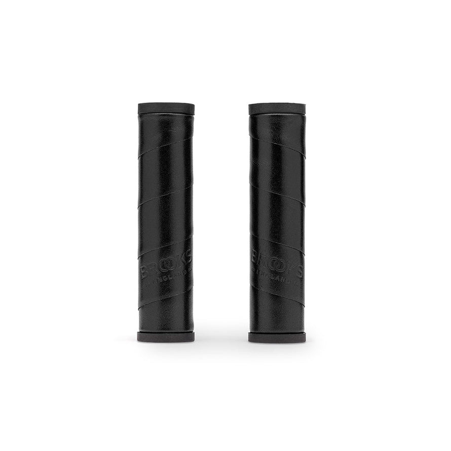 Poignees velo en cuir Brooks Willow noir, confort et style pour guidon