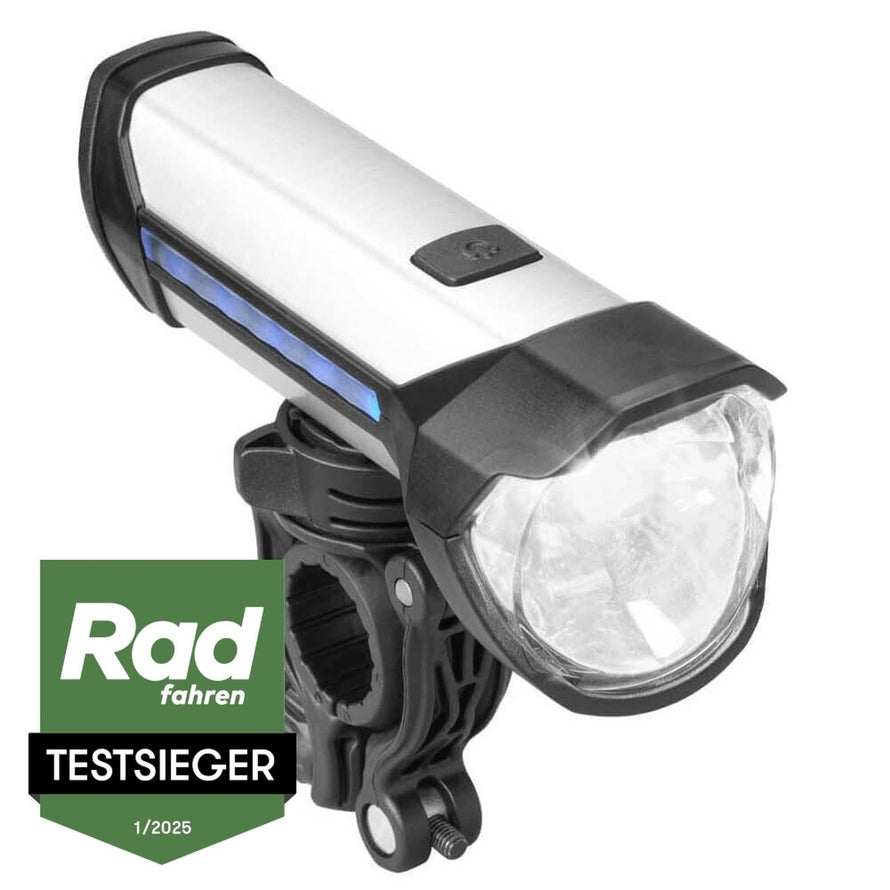 Phare avant vélo Ixon Rock 100 lux avec powerbank de Busch und Muller pour un éclairage durable et performant