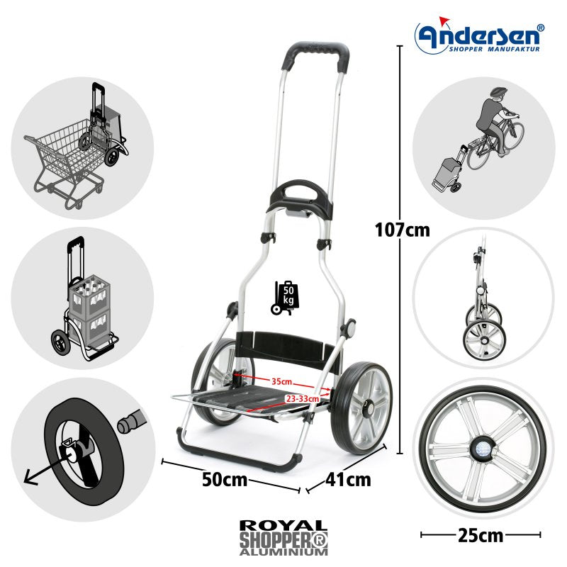 Caddie vélo Andersen Royal Shopper  aluminium léger et stable