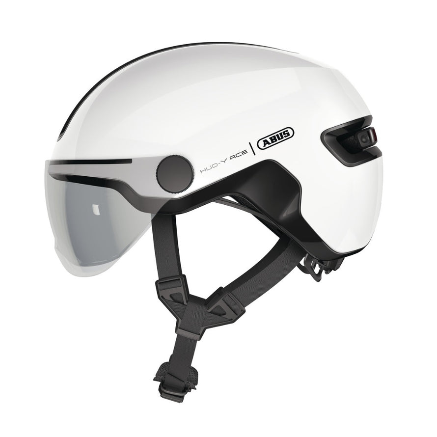 Casque Abus Adulte tendance à visière vélo ville HUD-Y ACE blanc