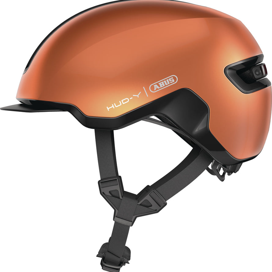 Casque Abus HUD-Y orange avec feu pour vélo