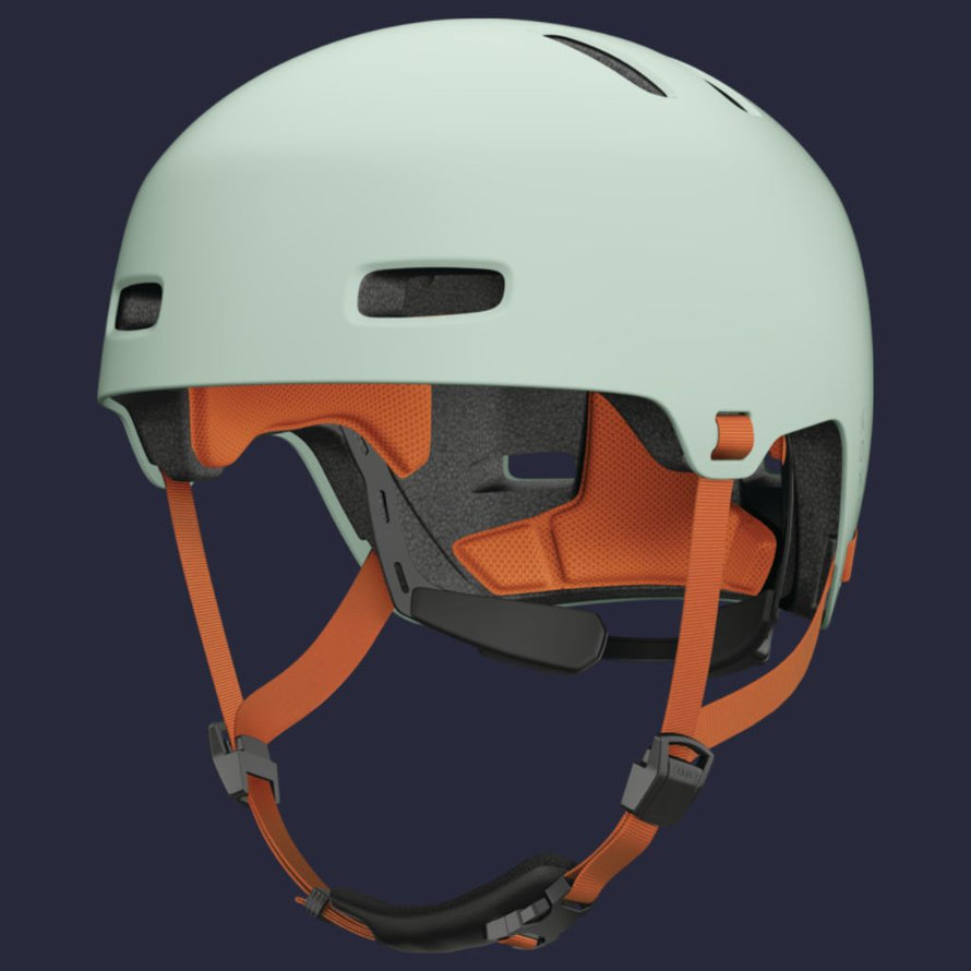 Casque Abus Xoxo urbain vert avec sangles robustes et coque enveloppante de protection