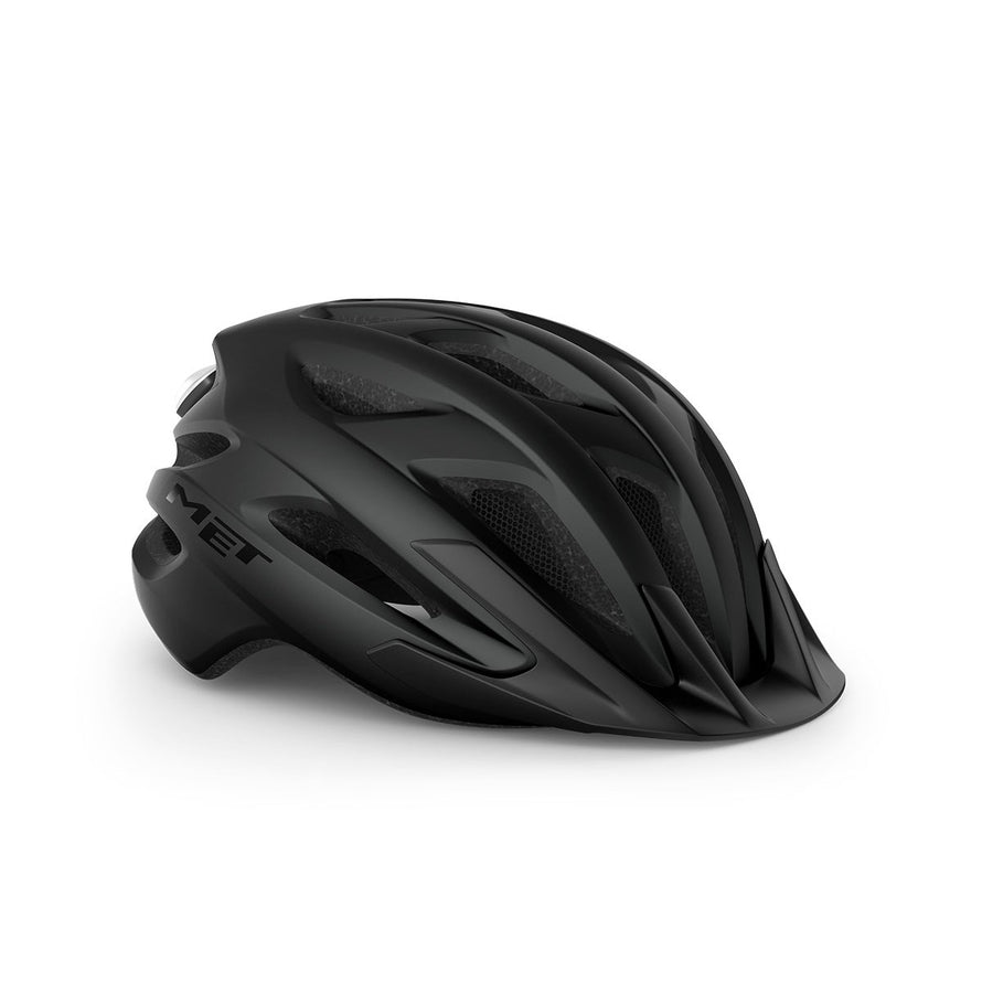 Casque Met Crossover noir mat avec ventilation avancée et confort optimal pour cyclisme tout terrain sécurisé