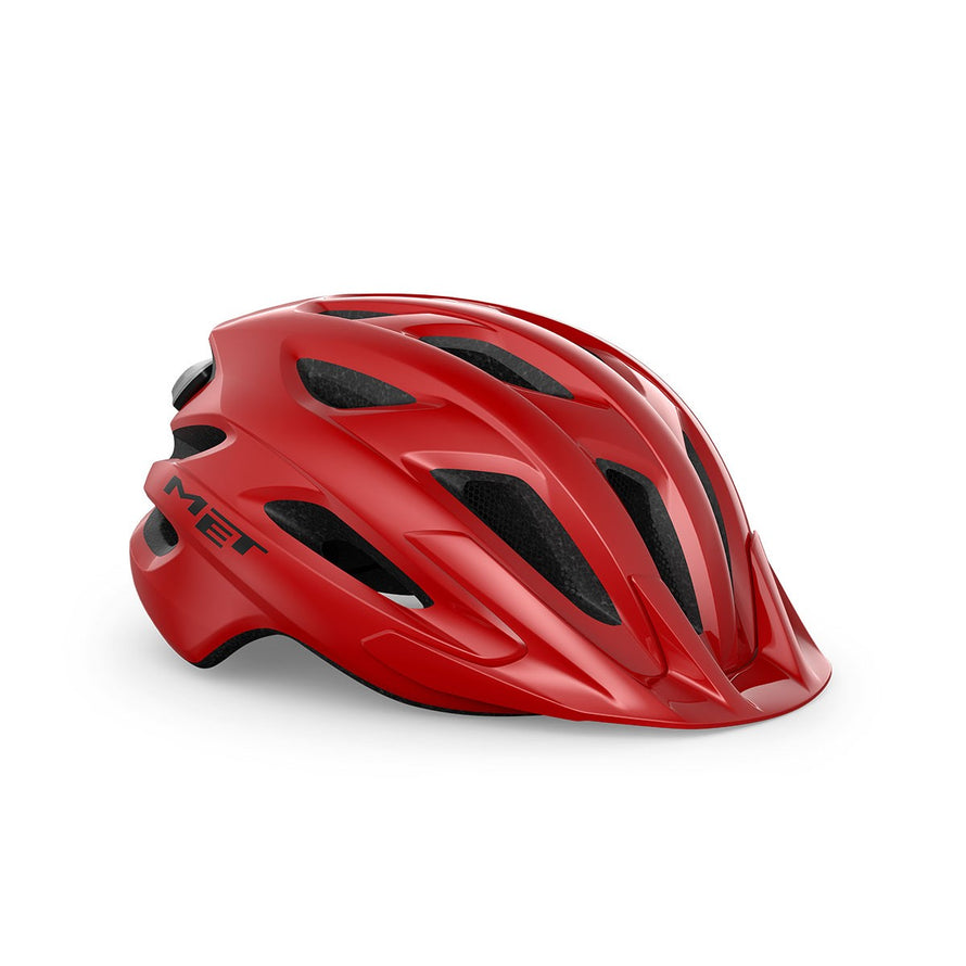 Casque Met Crossover rouge intense léger et ventilé pour une protection optimale en cyclisme tout terrain